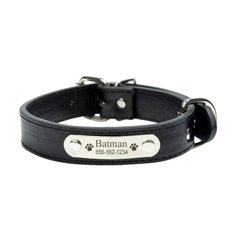 Collier Personnalisé en Cuir PU Noir