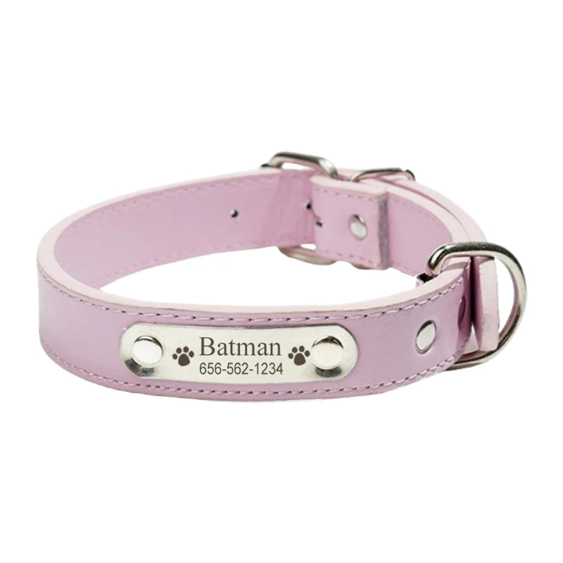 Collier Personnalisé en Cuir PU Rose