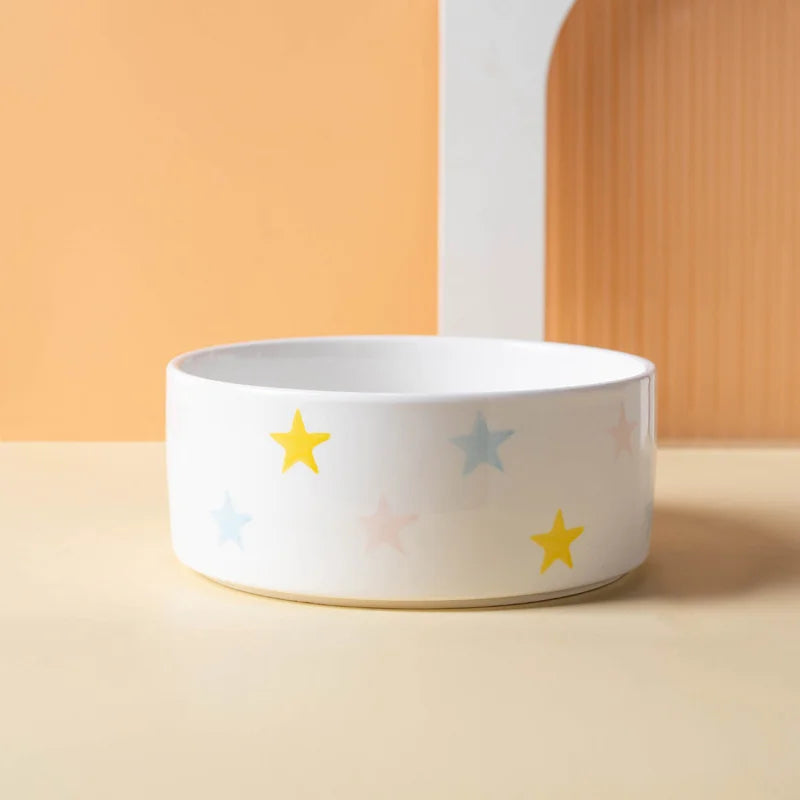 Bol en céramique élégant pour animaux - Facile à nettoyer - Etoiles
