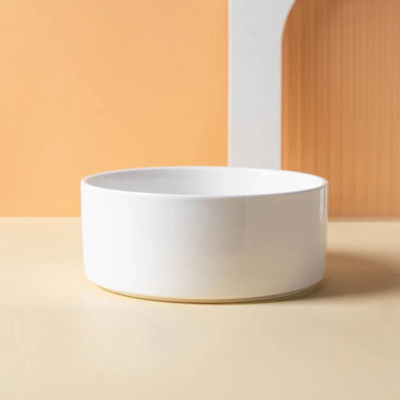 Bol en céramique élégant pour animaux - Facile à nettoyer - Uni Blanc