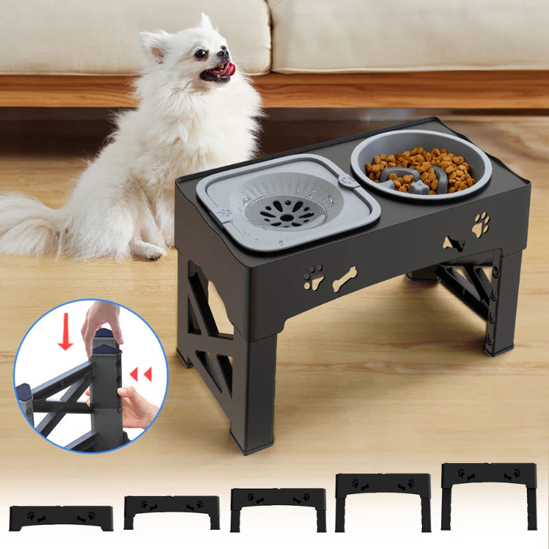 Gamelle ergonomique pour chien & chat - Hauteur réglable & bol antidérapant