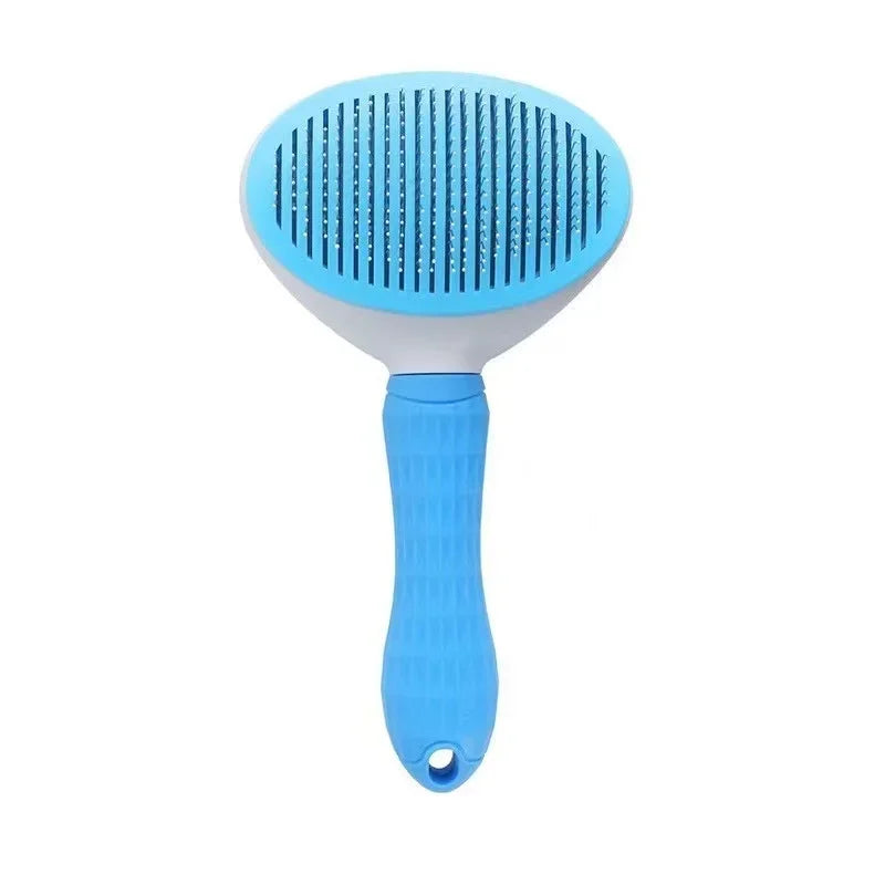 Brosse auto-nettoyante pour chien et chat - Élimination des poils en un clic - Pet & Cie - Bleu