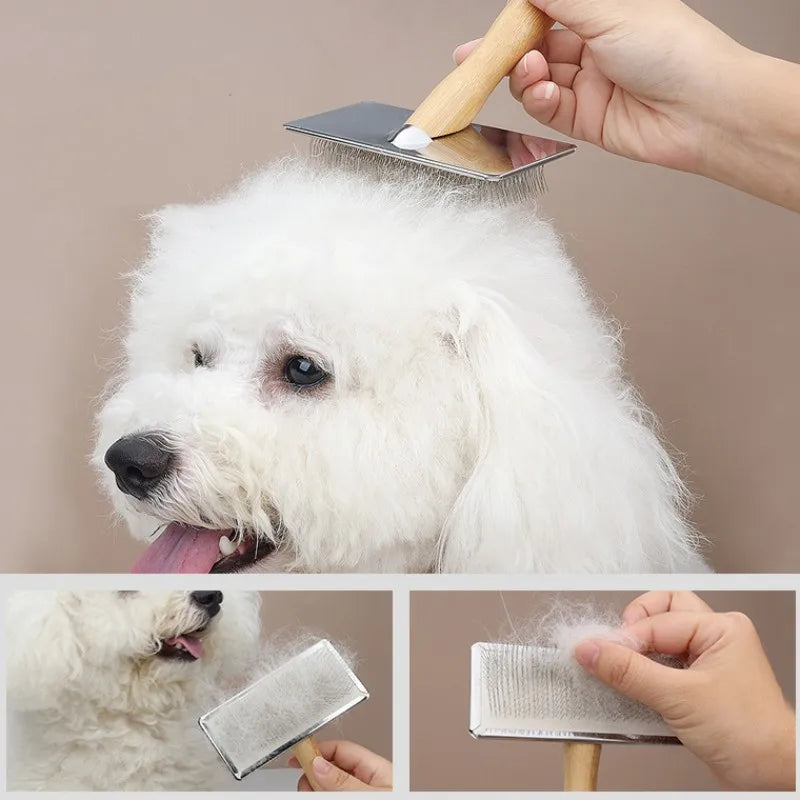Brosse en acier inoxydable pour démêler les poils des animaux - Pet & Cie