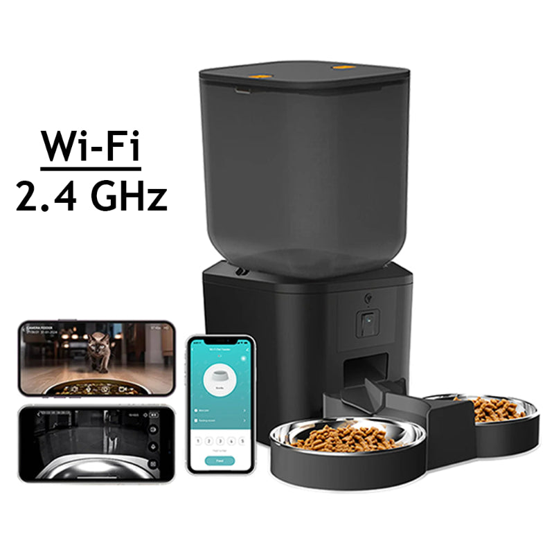 Distributeur automatique avec caméra 1080p - Surveillance et contrôle à distance - 2 bols - 2.4GHz