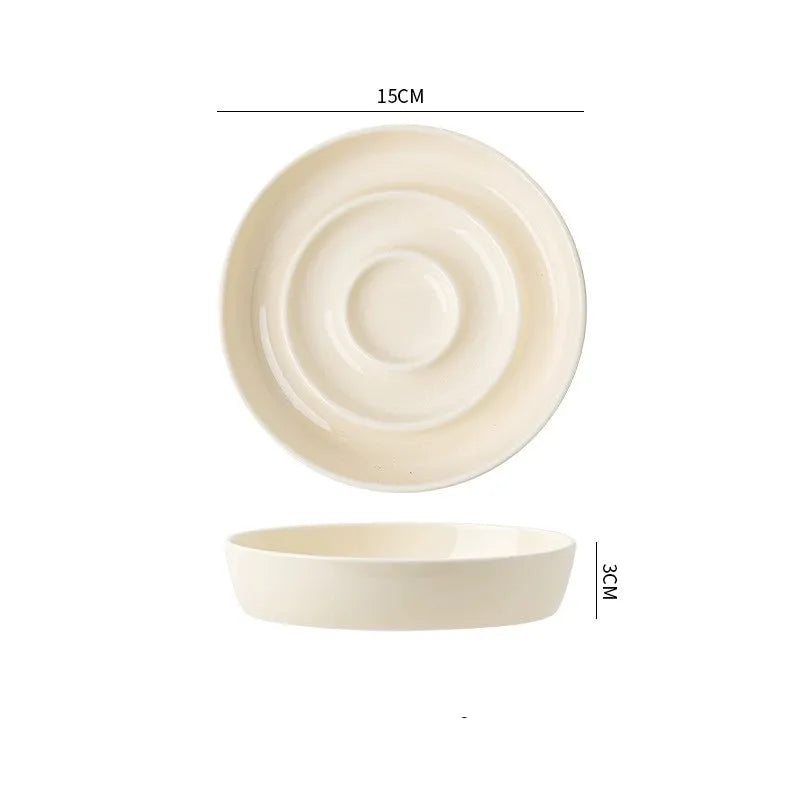 Gamelle anti-glouton en céramique pour chat et chien - Digestion optimale - Beige