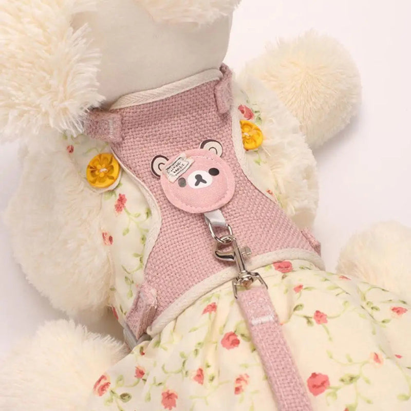 Harnais ultra-doux nounours 🧸 pour promenade sécurisée avec chat ou petit chien