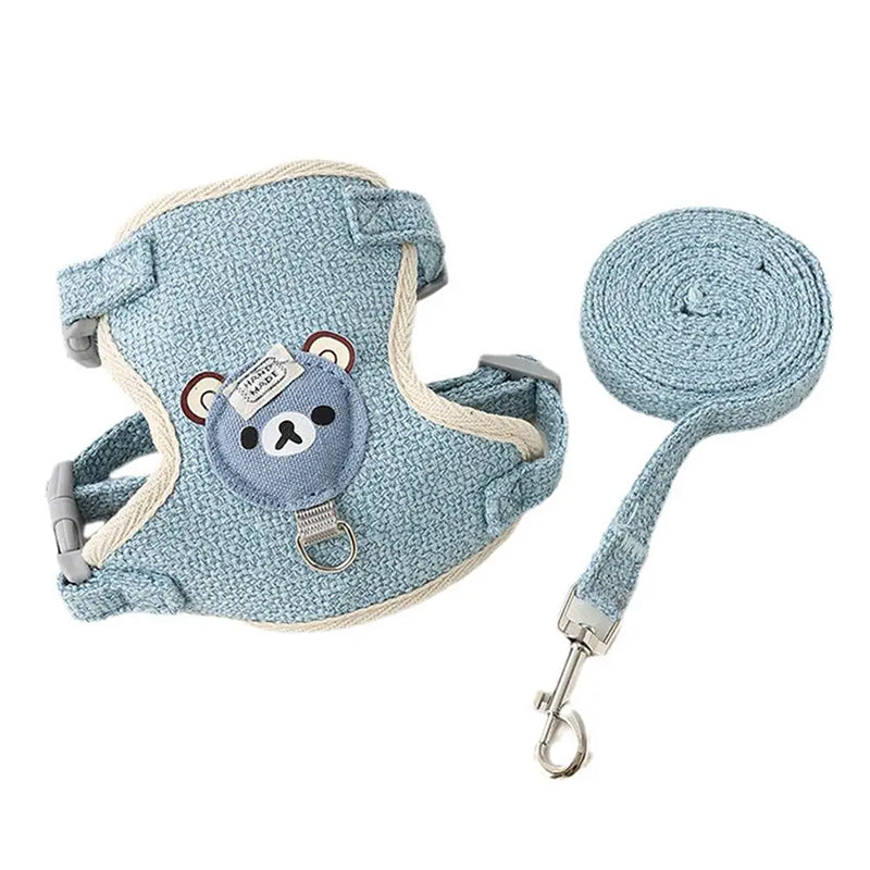 Harnais Nounours ajustable et respirant pour chat et petit chien avec laisse