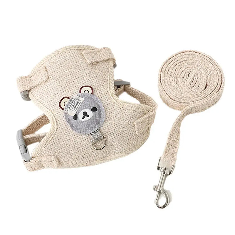 Harnais Nounours ajustable et respirant pour chat et petit chien avec laisse