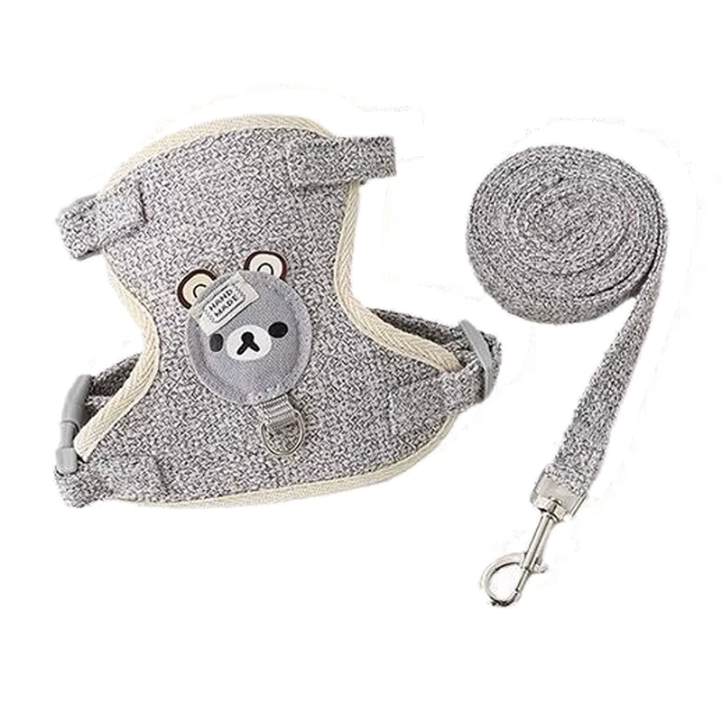 Harnais Nounours ajustable et respirant pour chat et petit chien avec laisse