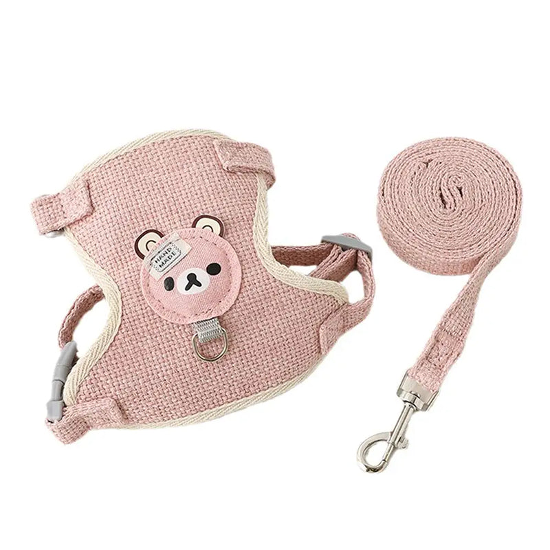 Harnais Nounours ajustable et respirant pour chat et petit chien avec laisse
