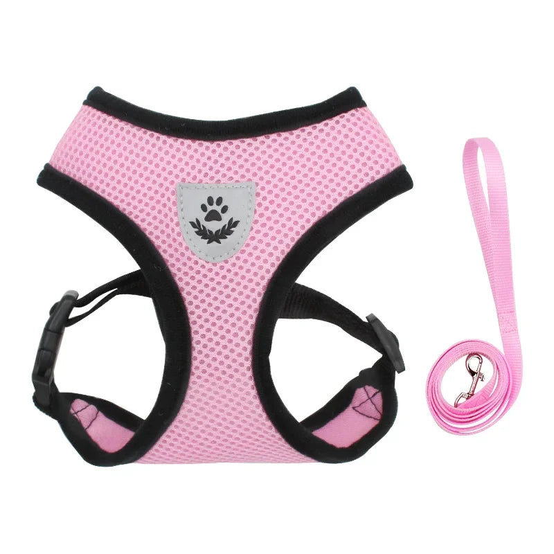 Harnais pour chien et chat disponible en plusieurs couleurs : bleu, noir, rouge, vert, rose, orange