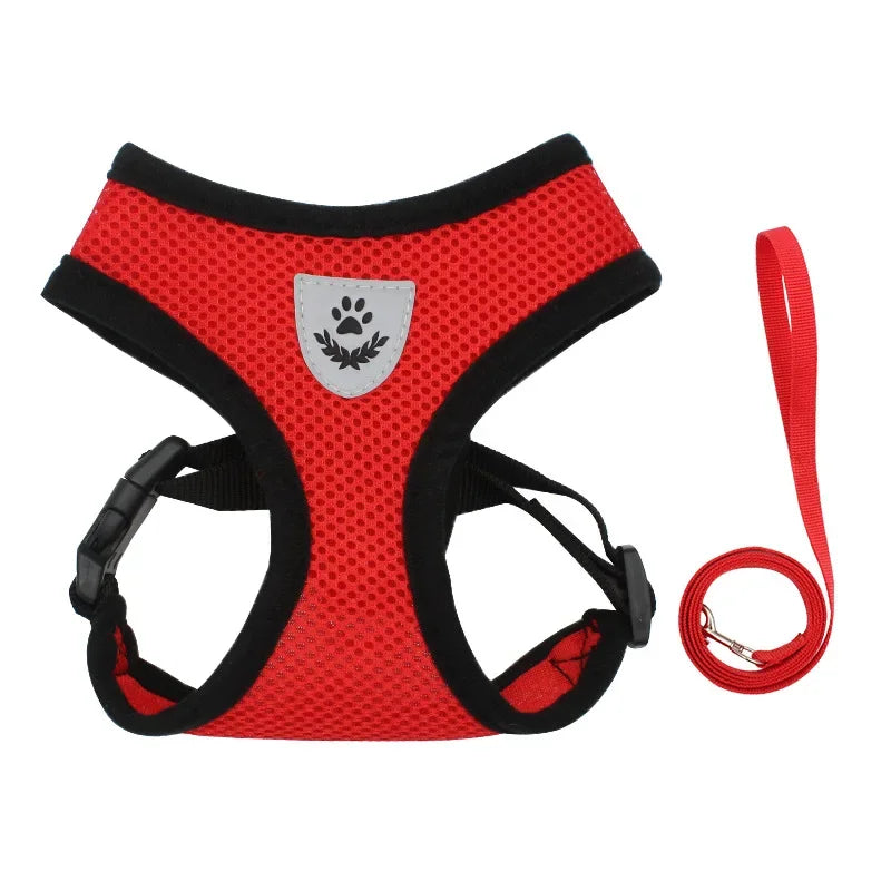 Harnais pour chien et chat disponible en plusieurs couleurs : bleu, noir, rouge, vert, rose, orange