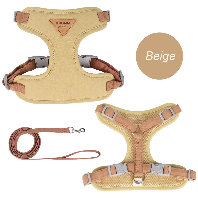 Harnais en nylon pour chat et petit chien, disponible en vert, bleu, jaune et beige