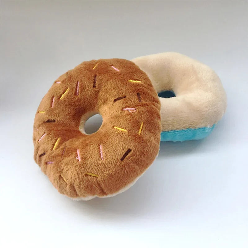 Jouet en peluche donut mastication pour chien - Couineur intégré - Pet & Cie - Chocolat
