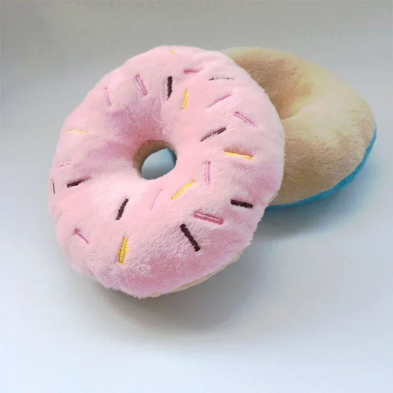 Jouet en peluche donut mastication pour chien - Couineur intégré - Pet & Cie - Rose