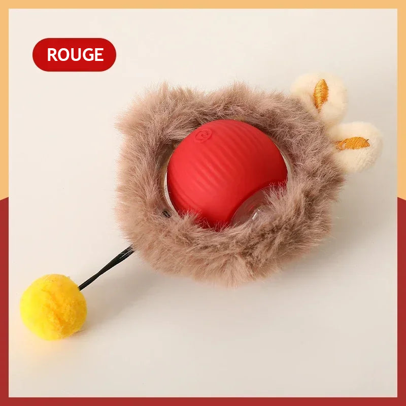 Jouet interactif pour chat - Balle intelligente rechargeable avec queue - Rouge Fourrure