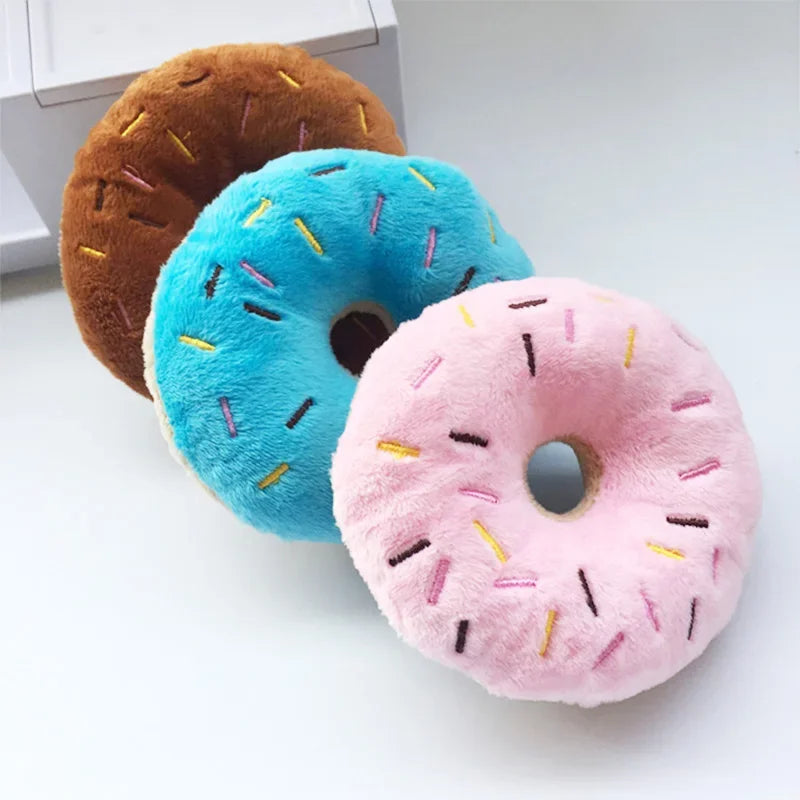 Jouet sonore en forme de donut chocolat pour chien - Pet & Cie
