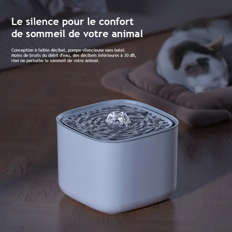 Fontaine à eau LED pour chat - Hydratation nocturne