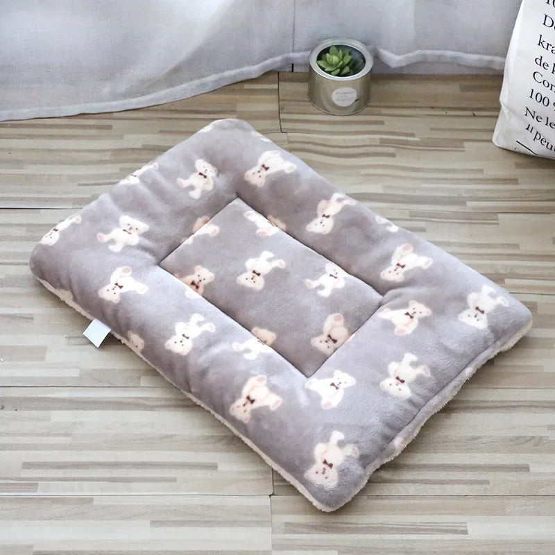 Tapis moelleux pour chat et chien - Coussin de couchage doux et chaud - Ourson Gris