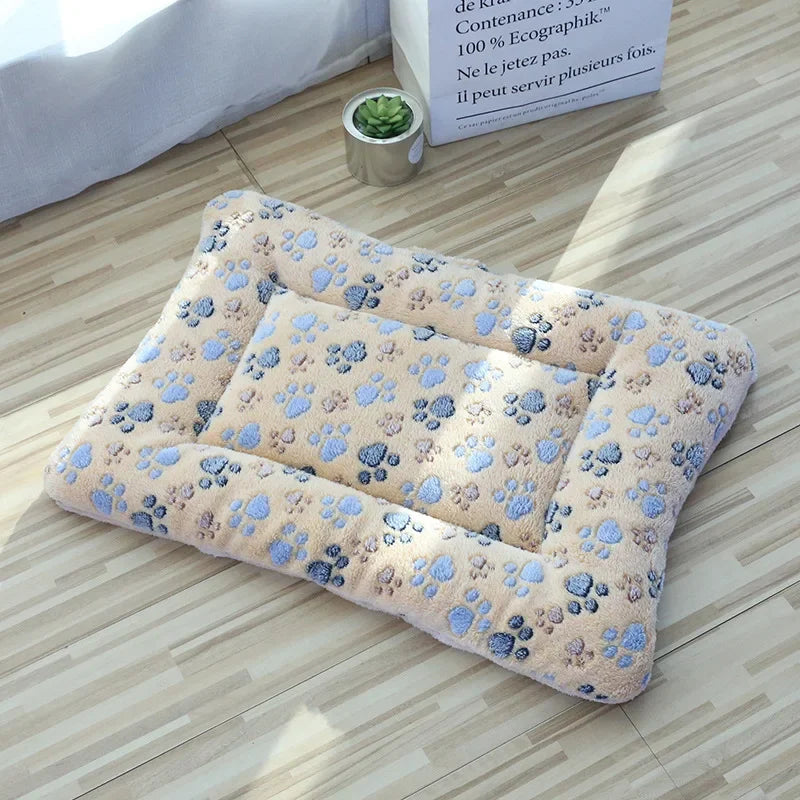Tapis moelleux pour chat et chien - Coussin de couchage doux et chaud - Pattes Jaune