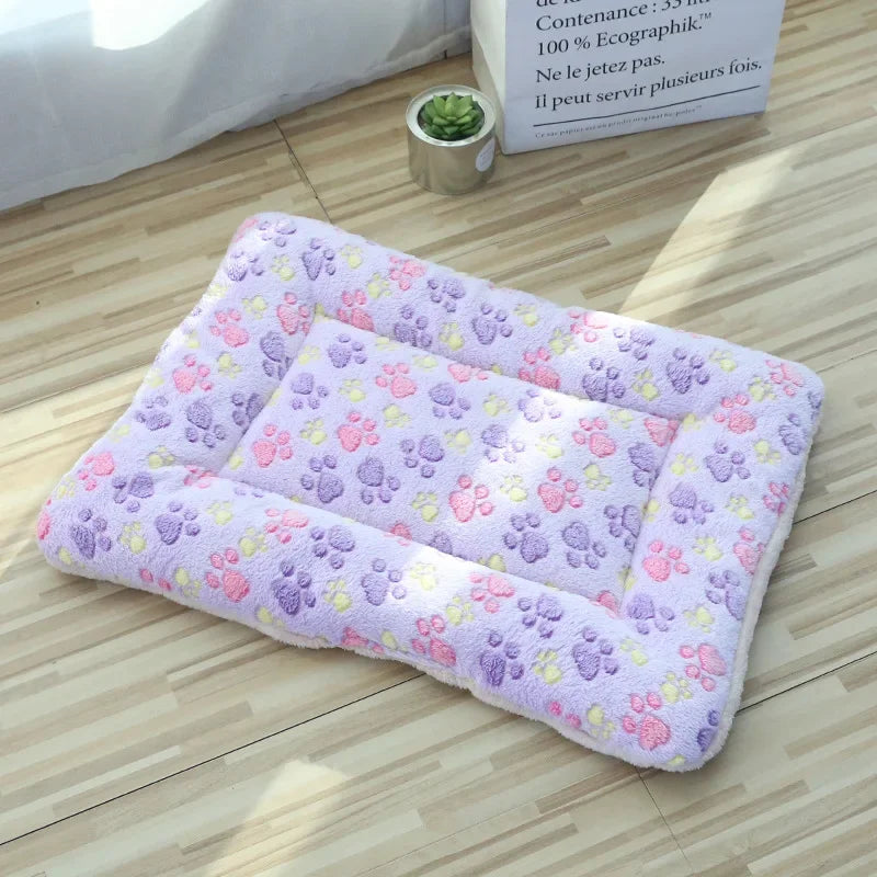 Tapis moelleux pour chat et chien - Coussin de couchage doux et chaud - Pattes Violet