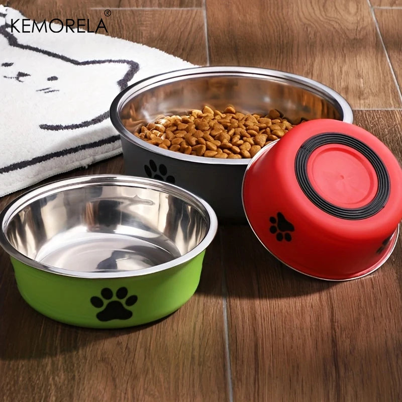 Bol en acier inoxydable pour chiens & chats - Base antidérapante pour éviter les déversements