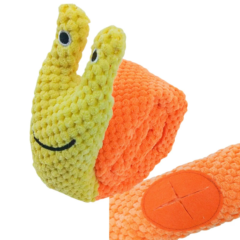 Jouet interactif en peluche escargot pour chien - Friandises et sifflet - Pet & Cie - Jaune