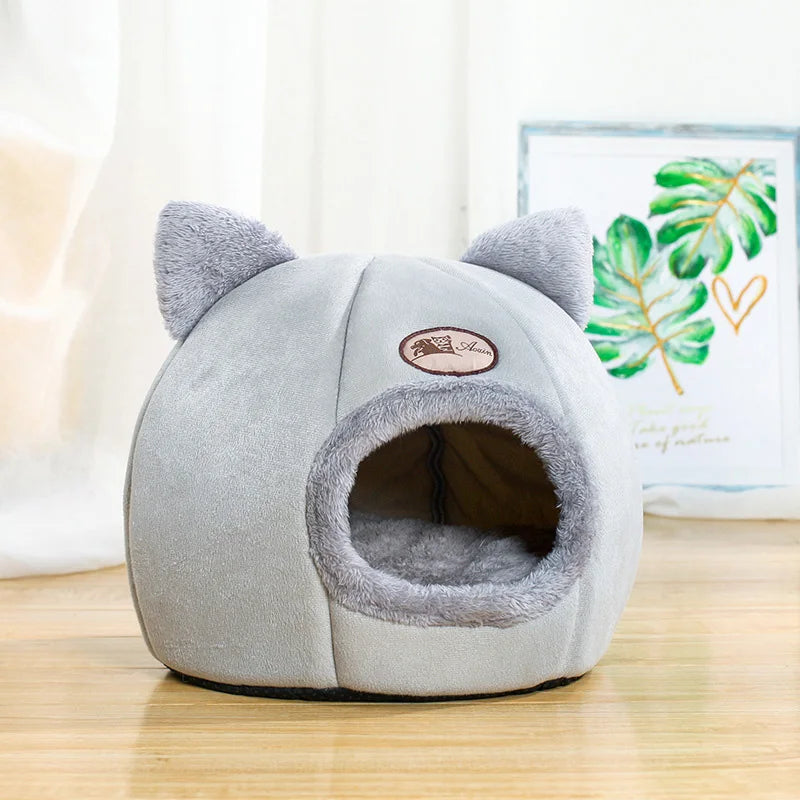 Lit tunnel interactif pour chat - Couchage & Jeu 2-en-1 - Gris