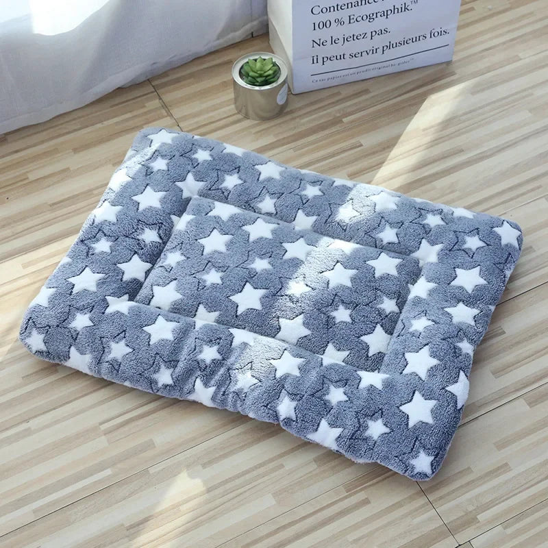 Tapis moelleux pour chat et chien - Coussin de couchage doux et chaud - Etoile Gris